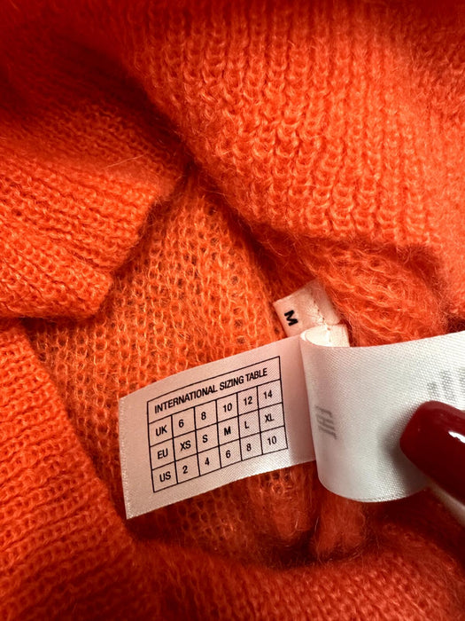 Essentiel Antwerp Chester Mohair & Wool Blend V Neck Sweater Orange Size M $360