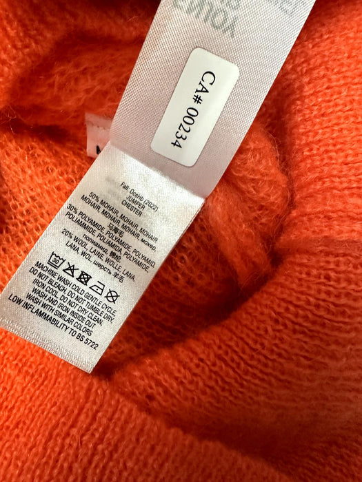 Essentiel Antwerp Chester Mohair & Wool Blend V Neck Sweater Orange Size M $360