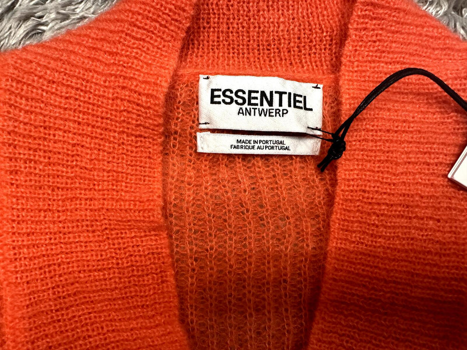Essentiel Antwerp Chester Mohair & Wool Blend V Neck Sweater Orange Size M $360