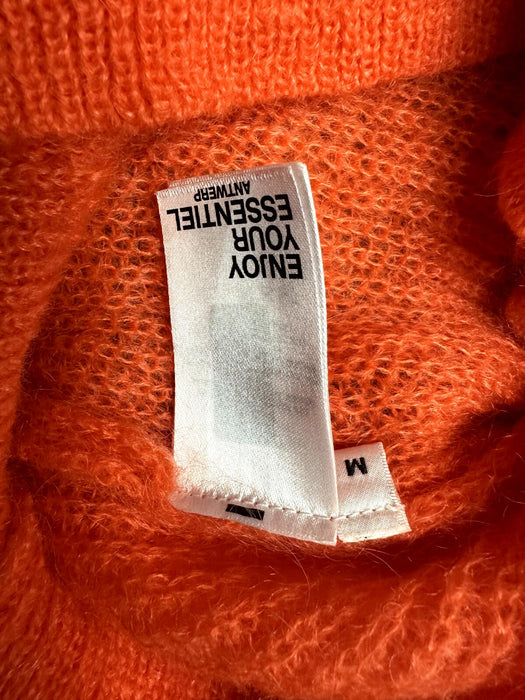 Essentiel Antwerp Chester Mohair & Wool Blend V Neck Sweater Orange Size M $360
