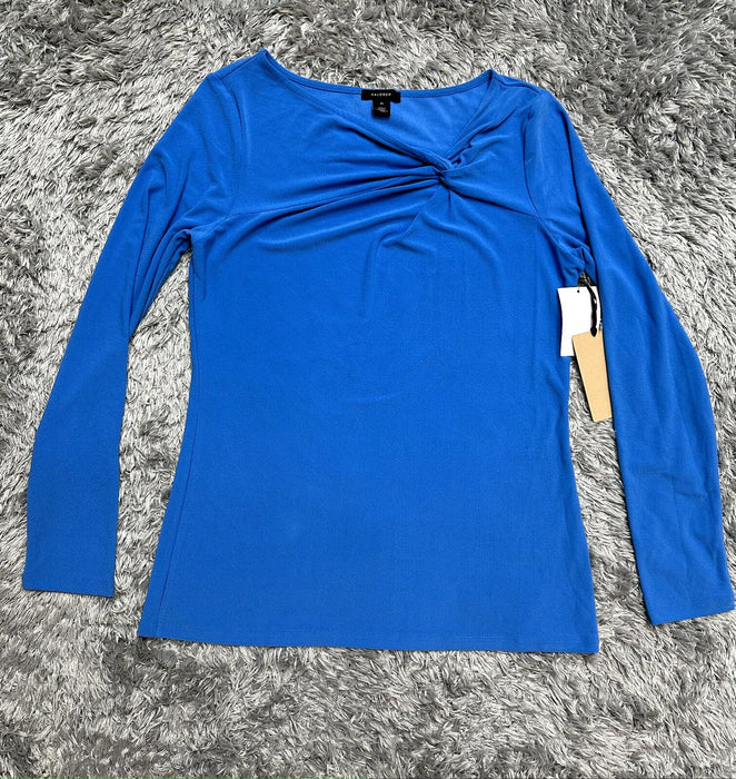 Halogen women's Twist Neck Fashion Knit Top Long Sleeve Blue Size M