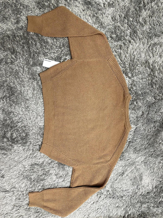 Reformation + Net Sustain Sami Cropped Ribbed Organic Cotton Sweater Sand Size L