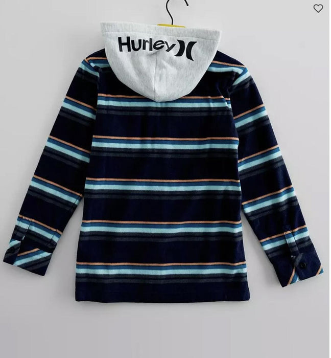 Hurley Kids' Polar Fleece Hooded Jacket In Obsidian Size XL