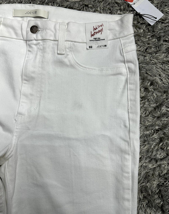 Joe's Jeans The Hi Honey High Waist Raw Hem Crop Bootcut Jeans Size 32 in white