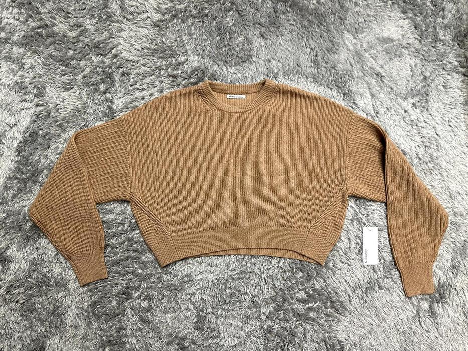 Reformation + Net Sustain Sami Cropped Ribbed Organic Cotton Sweater Sand Size L
