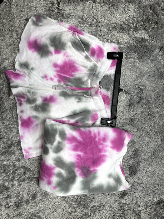 Free People Kelly Washed Sweatshirt And Shorts Set In Tie Dye Pink Size L