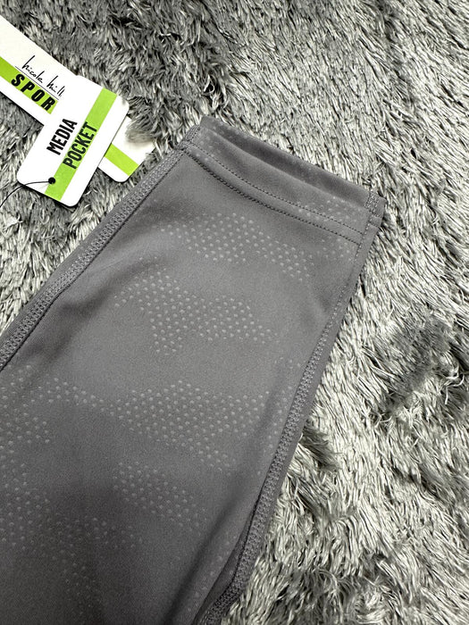 Nicole Miller Sport Capri Leggings Women's L Light Gray Print