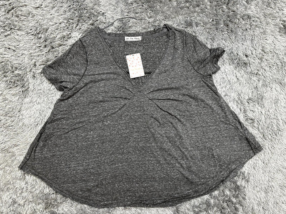 We The Free People Top Pullover All You Need Tee Shirt Bitter Olive Gray Size S