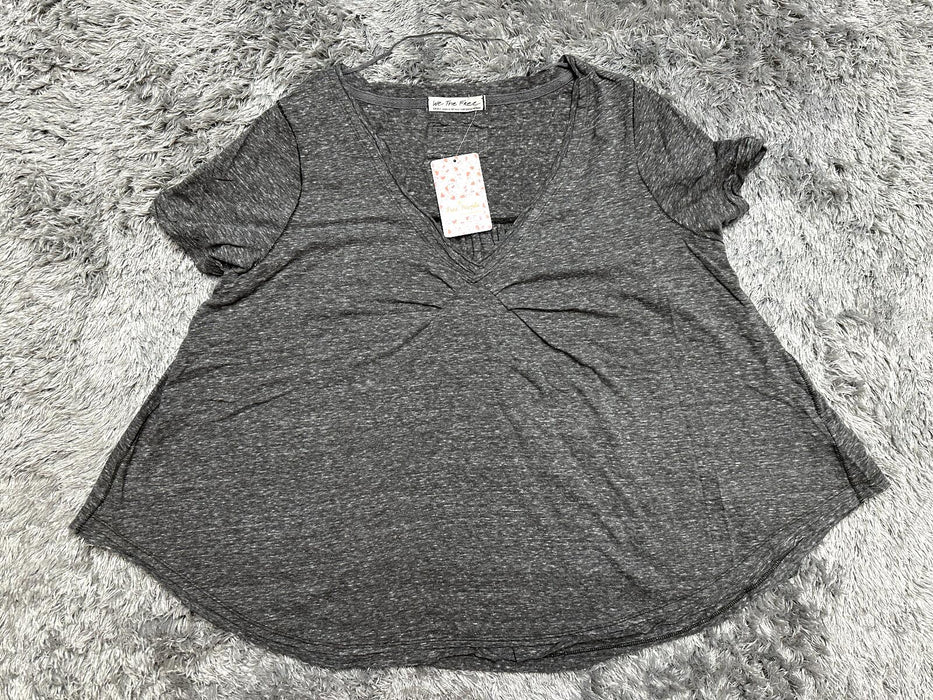 We The Free People Top Pullover All You Need Tee Shirt Bitter Olive Gray Size S
