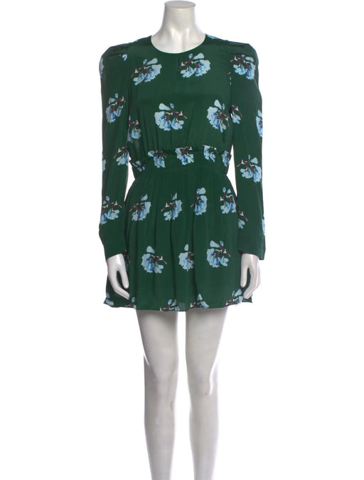 Maje Women's Silk Long Sleeve Pleated Playsuit Green Floral Print Size 36 $350