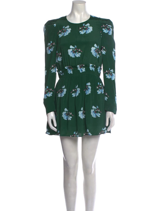 Maje Women's Silk Long Sleeve Pleated Playsuit Green Floral Print Size 36 $350