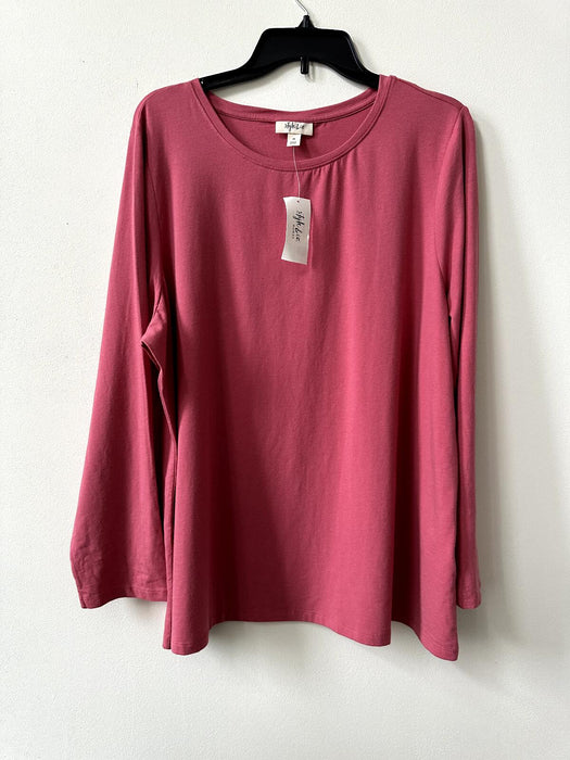 Style & Co.  Plus Solid Long-Sleeve Crew Neck Shirt Size 3X in pink