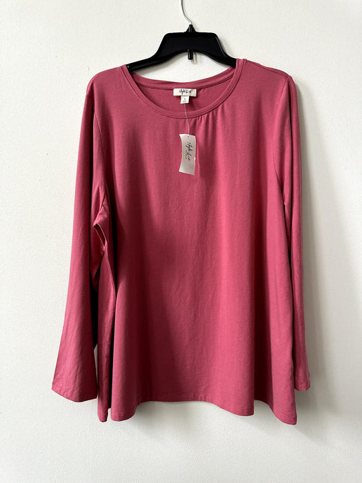 Style & Co.  Plus Solid Long-Sleeve Crew Neck Shirt Size 3X in pink
