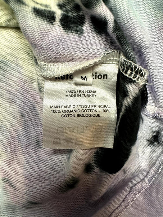 Reformation Eddie Long Sleeve Tee In Black Rainbow Pistachio Stripe Size M