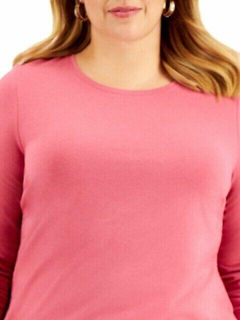 Style & Co.  Plus Solid Long-Sleeve Crew Neck Shirt Size 3X in pink