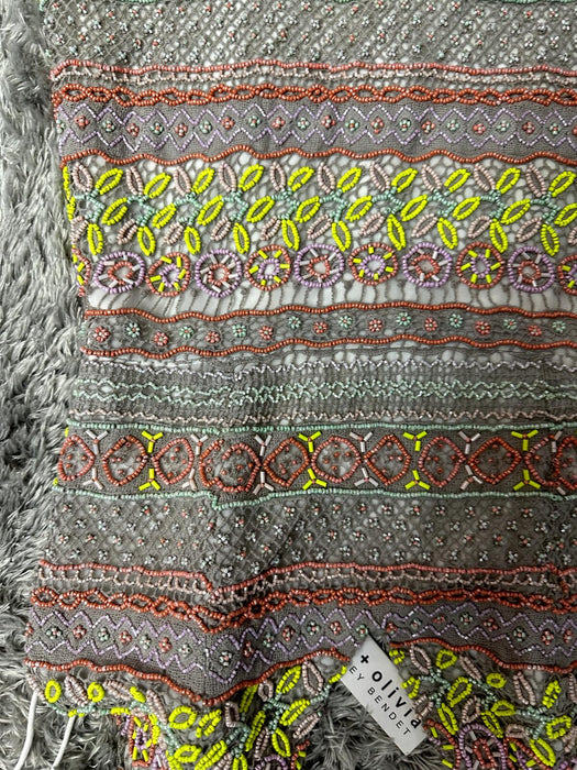 ALICE + OLIVIA $1298 Neon Amina All Over Embroidery Sweetheart Neck Dress 2 US