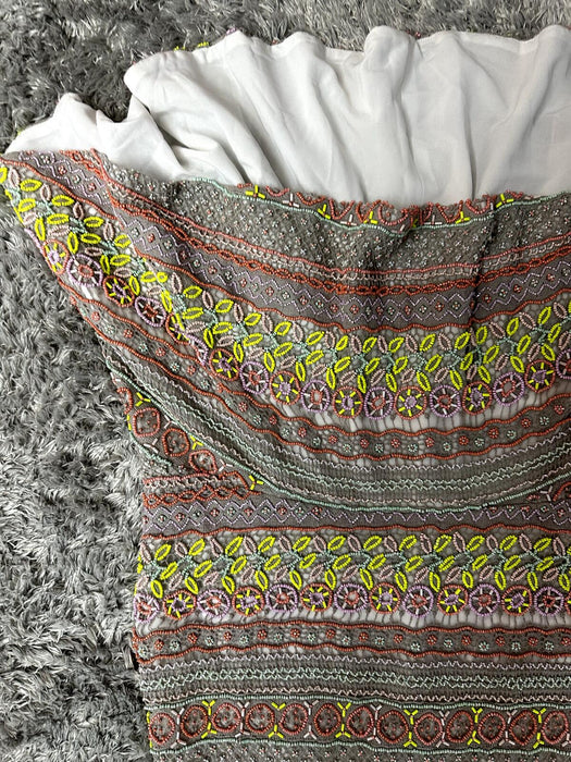 ALICE + OLIVIA $1298 Neon Amina All Over Embroidery Sweetheart Neck Dress 2 US