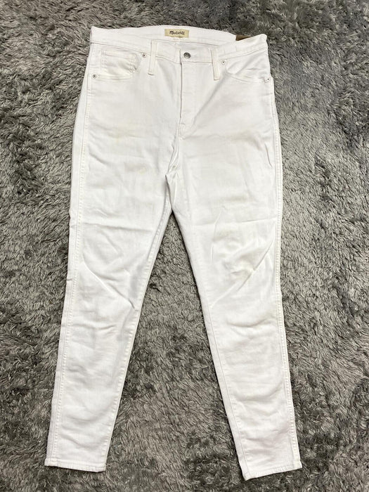 New Madewell Size 33 -  women's 10’’ High-Rise Skinny White Jeans AJ233 ( Stain)