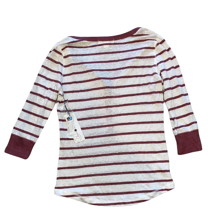 Treasure & Bond women’s 3/4 sleeve white rust striped linen henley top size XL