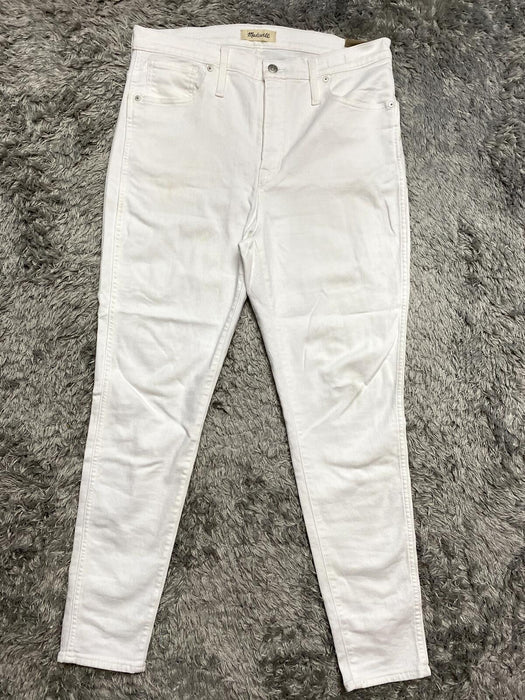 New Madewell Size 33 -  women's 10’’ High-Rise Skinny White Jeans AJ233 ( Stain)