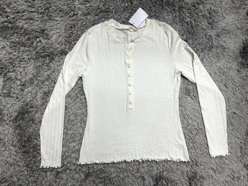 Reformation Nisa Organic Stretch Cotton Pointelle Top Ivory Size XL