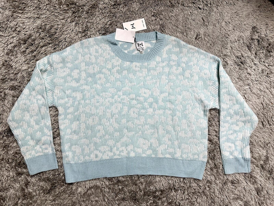 John & Jenn NORDSTROM Size M Leopard Print Dolman Sleeve Sweater blue