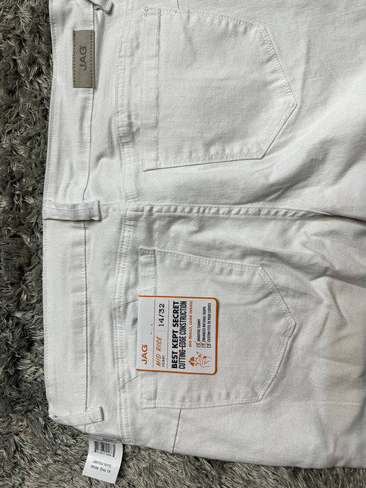 Jag Jeans Women's Cecilia Mid Rise Skinny Jeans W/Elastic Waist White Size 14/32