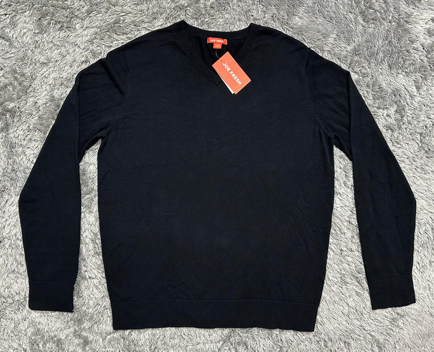 NEW Joe Fresh v-neck classic 100% Cotton Sweater black W9MR000608 size L Men's