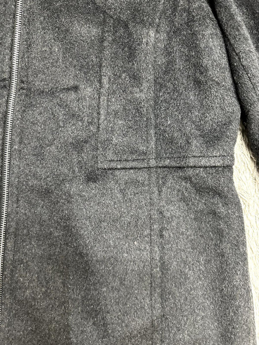 London Fog  Faux Fur-Trimmed Wool-Blend Jacket in grey soft size M