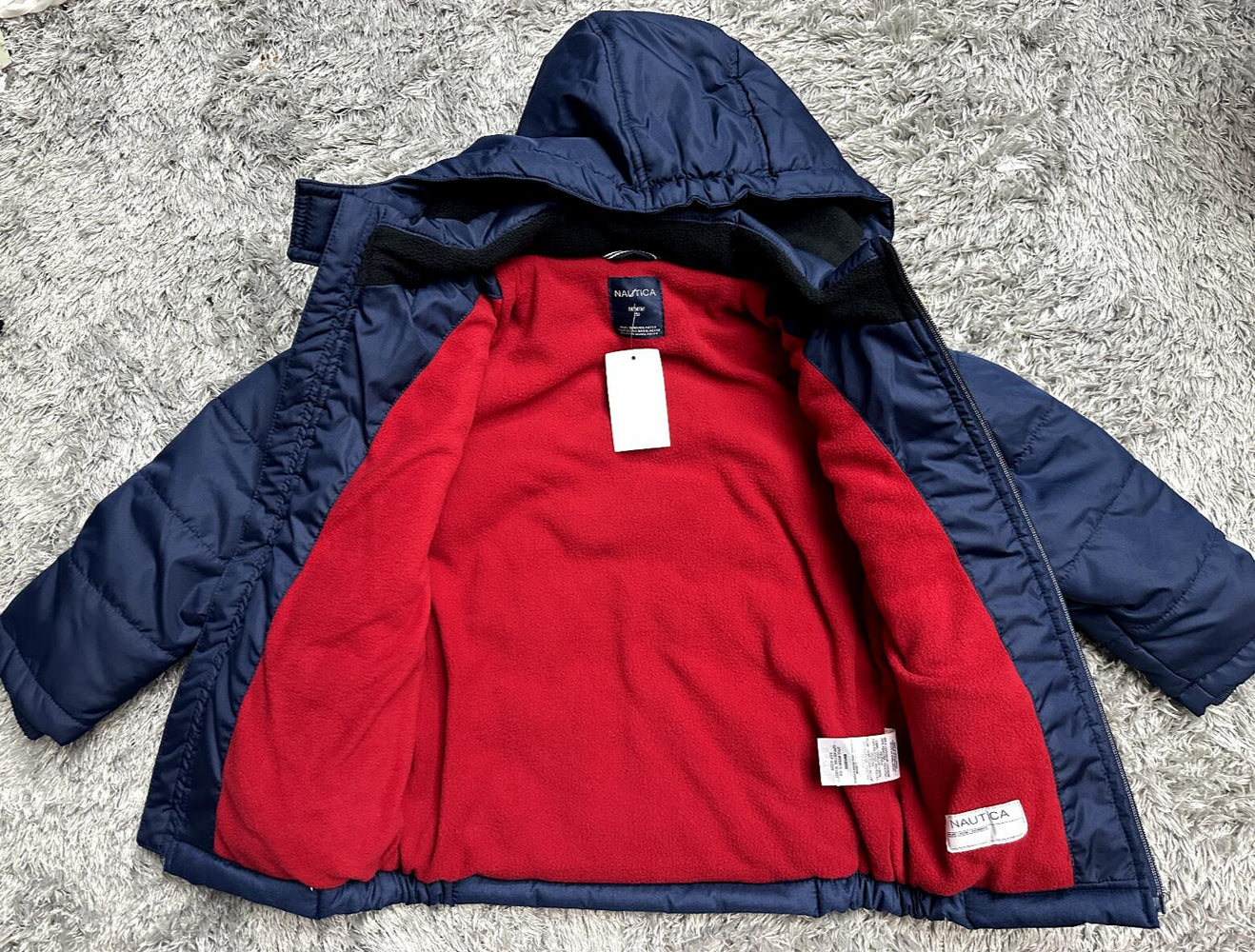 Nautica Little Boys' Water-Resistant Logo Bubble jacket Coat size 5 in navy