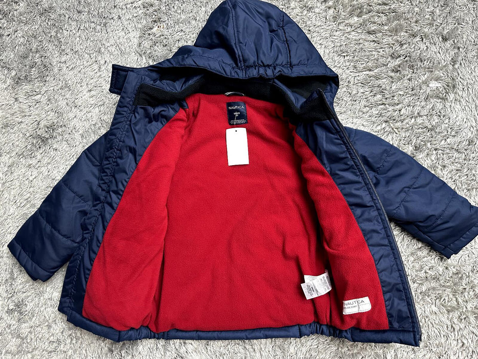 Nautica Little Boys' Water-Resistant Logo Bubble jacket Coat size 5 in navy