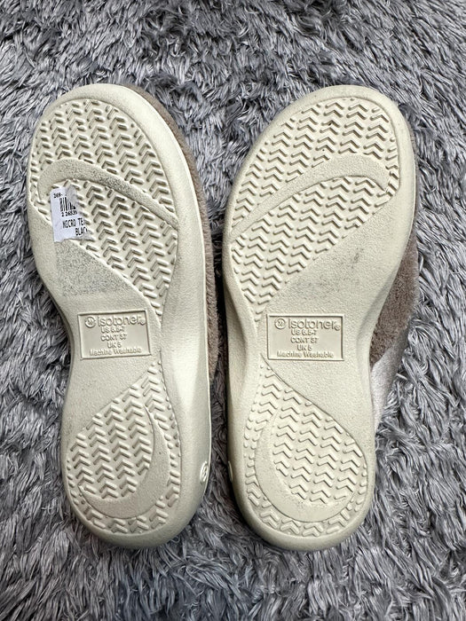 ISOTONER Microterry PillowStep Satin Cuff Clog Slippers for Women : Taupe 6.5-7