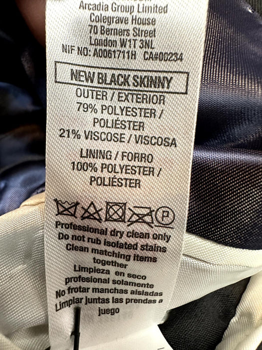 TOPMAN Black Skinny Fit Single Breasted Suit Blazer size 38R in black $170